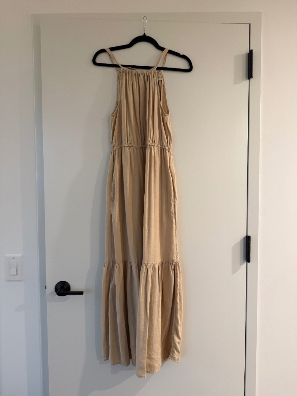 Joie Beige Linen-Blend Halter Maxi Dress, S